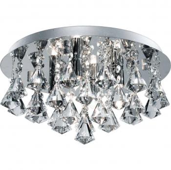 Chrome Round IP44 Ceiling Lamp with 38 cm Pyramid Shape