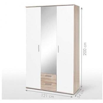 Armoire Scandinave Moderne Blanc et Chêne – 120 cm de Longueur