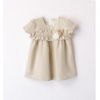 Abito cerimoniale beige manica corta per bambina