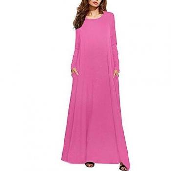 Maxi Robe de Plage d'été Col Rond Casual