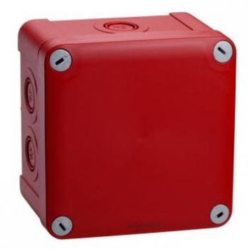 Boîte de dérivation pour circuits de sécurité Mureva, IP55, entrées défonçables 2 m20/25 | 4 m16/20 | 7 m12/16, dimensions : int 105x105x55 mm ext 116x116x62 mm