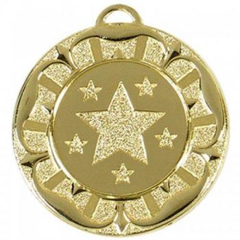 Gold 40mm Star Medal with Ribbon – Unlimited Custom Engraving