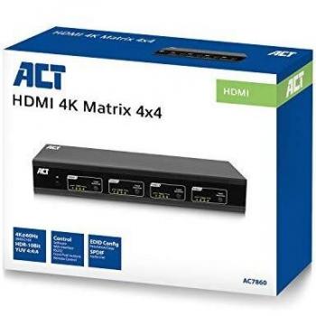 ACT 4‑weg‑HDMI‑Matrix 4K 60 Hz, IP‑Remote, RS232, Schalter – Shop-Version