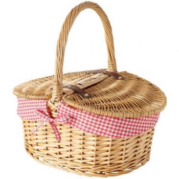 Weide Picknickkorb mit Stoffbezug