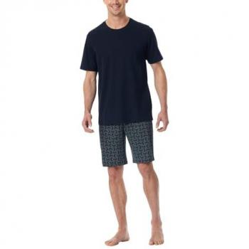 Schiesser Herren Kurzschlafanzug Nachthemd und gemusterte Hose