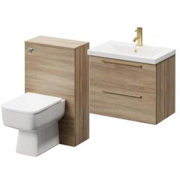 Napoli 390 Vanity Unit with Brushed Brass Handles