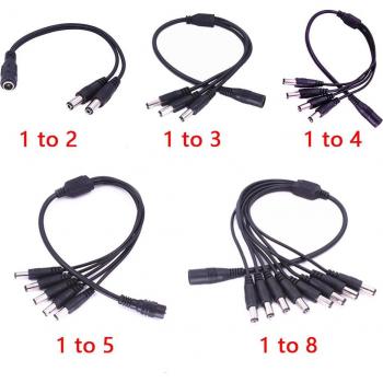 DC 1 to 2/3/4/5/8 Power Splitter Cable 2.1*5.5mm for CCTV Accessories