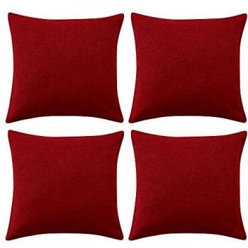 Wine‑Tinted Deconovo Linen Pillow Cases – 16 Square, 4 Pack, Invisible Closure