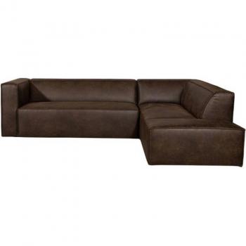 Canapé d’angle Livin24 Memphis style vintage en cuir synthétique cognac gauche