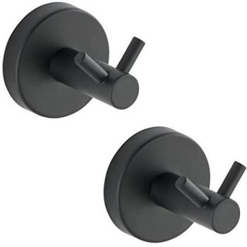 WENKO Bosio Wandhaken, 2er Set, Schwarz matt
