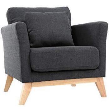Poltrona scandinava grigio scuro piedi in legno chiaro oslo