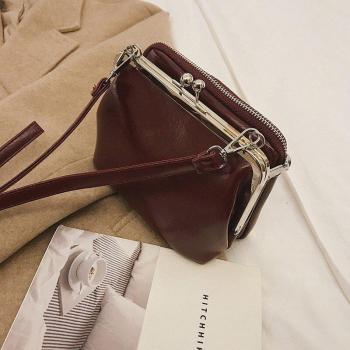 Lady's Retro Clip Crossbody Phone Handbag