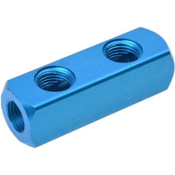 2-Way Aluminum Air Manifold with 5 Threaded Ports