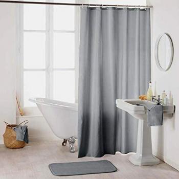 Rideau de Douche en Polyester avec Crochets Intégrés, L 180 cm, Gris