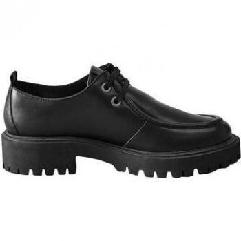 Bottes à lacets épaisses en cuir, noir, EU 38