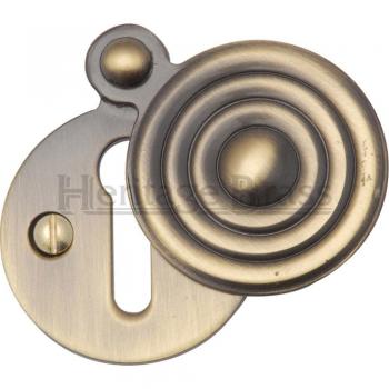 Reeded Antique Brass Escutcheon Cover