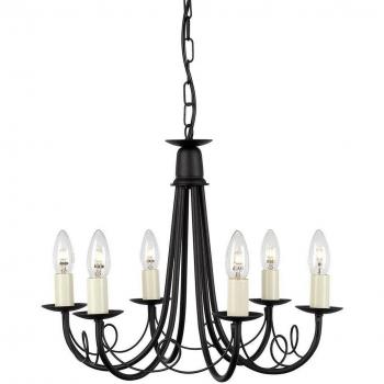 Minster 6 Light Chandelier with Black Finish and E14 Bulb Fitting