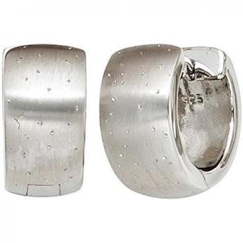 Mattes Rhodium‑Creolen aus 925 Sterling Silber – Klappmechanik