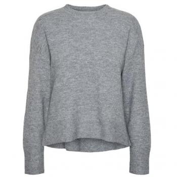 Pull gris à col rond pour femme