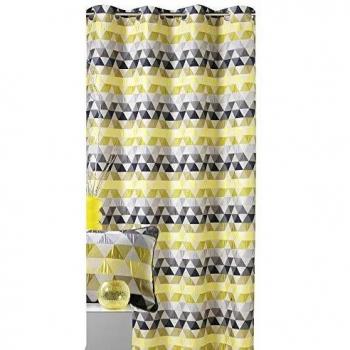Rideau en Tissu Motifs Triangles Vert Tilleul 140x260 cm