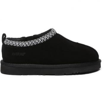 Black Suede Wigeon Leather Slippers by EverAU