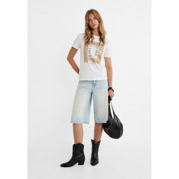 Stradivarius Glossy Graphic Top White M