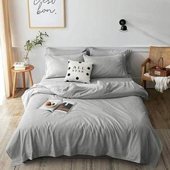 Hypoallergenic & Breathable Aisbo Microfiber Quilt Sets for Double Bed in Grey