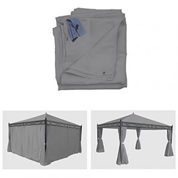 Lot de 4 rideaux pour Pergola Cadiz, 4x4m, en polyester gris clair