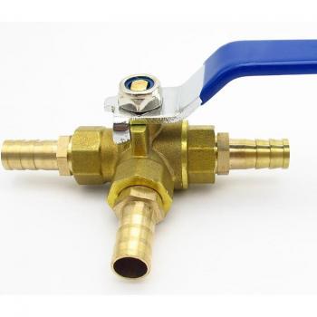 Three Way Brass Ball Valve with Hose Barb