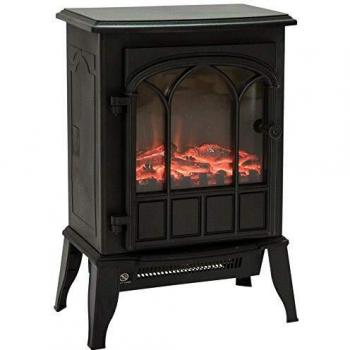 Cheminée électrique rétro 2000 W HOMCOM effet flammes LED porte noire