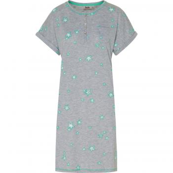 Hajo Nachtkleid „Single‑Jersey“ in Hellgrau und Grün – 36/38