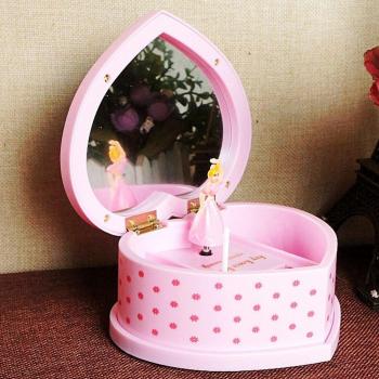 Ballerina Music Box with Heart-Shaped Jewelry Storage and Mirror for Christmas