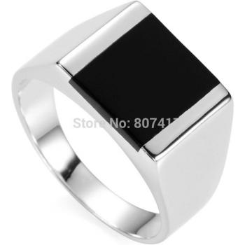 Eulonvan 925 Sterling Silver Luxury Finger Engagement Wedding Vintage Ring for Men Black Resin S-3775 Size 9