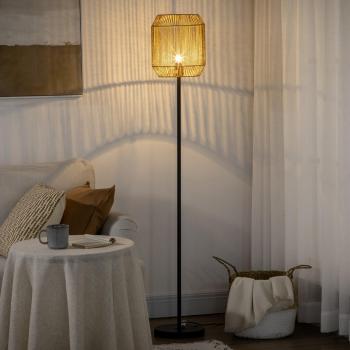 Hand Woven Rattan Farmhouse Floor Lamp