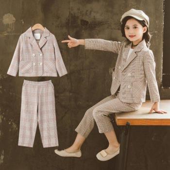 Girls' Blazer and Pleated Skirt Ensemble