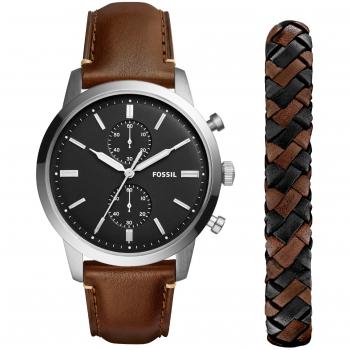 Fossil Business-Herren Uhr FS5394SET – Schwarz mit silberner Lünette