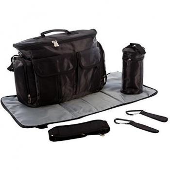 Wickeltasche BTR – inklusive Unterlage, Flaschenhalter und 2 Buggy‑Clips – Schwarz