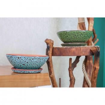 Fioriera Artistica in Terracotta con Piatto per Bonsai