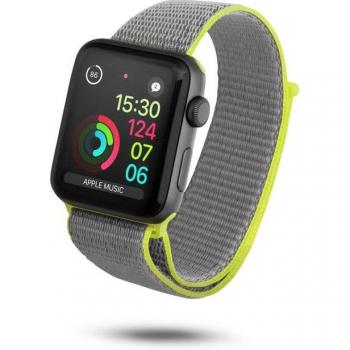 Correa Unotec de velcro para Apple Watch 42/44mm amarilla