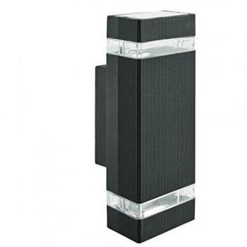 Sheffield Outdoor Black Matte Wall Light with Clear Glass Diffuser, 2 Bulb, IP44