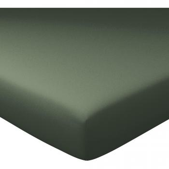 Drap-housse grand bonnet en lin vert kaki