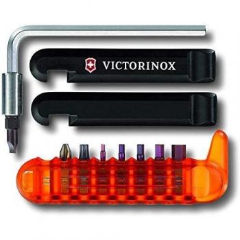 Victorinox Fahrradreparaturset (12 Funktionen, Reifenheber, 8 integrierte Bit-Schlüssel, Inbus, Torx, Hex) schwarz-orange