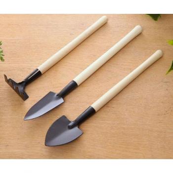 Small Iron Rake and Shovel Gardening Tool Set (Three-Piece)