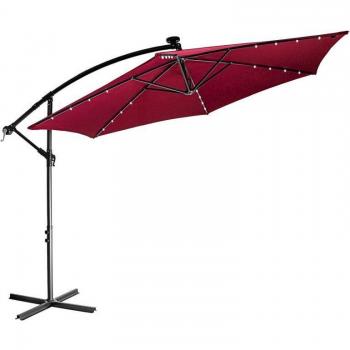 Parasol déporté rouge Stilista® avec LEDs