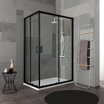 Mampara de Ducha Moderna 80x120 Perfil Negro Mate