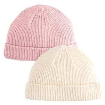 Two‑Pack Pink-Cream Infant Knit Hats