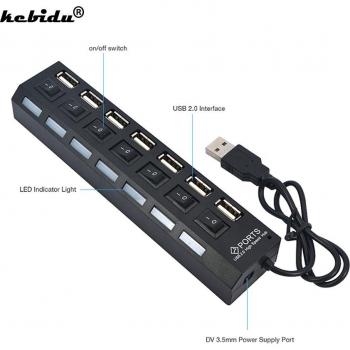 Multi USB Hub 2.0 mit Ein/Aus Schalter