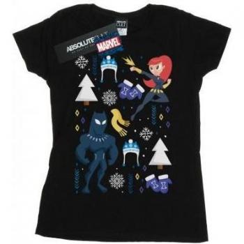 Marvel Damen Black Panther und Black Widow Festtags-T-Shirt