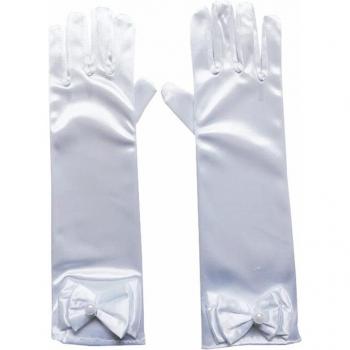 Accessoires de danse en satin : gants longs à nœud