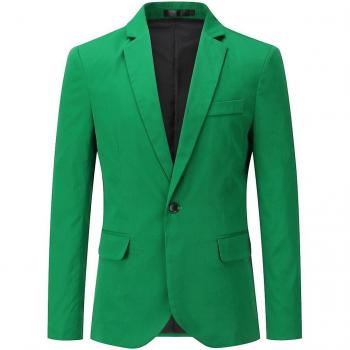 Blazer slim vert masculin, style business casual, teinte solide